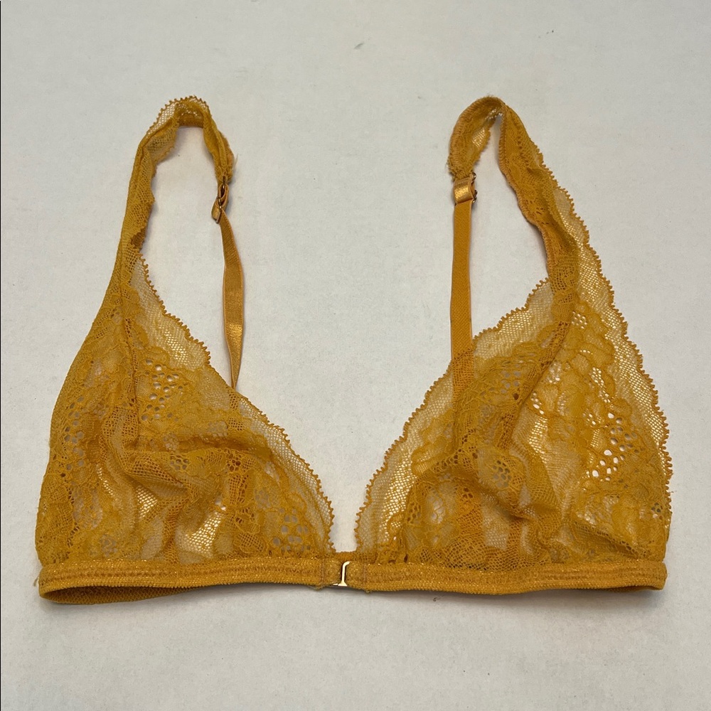 EBERJEY LACE BRALETTE BRA MUSTARD GOLD YELLOW COLORED SIZE MEDIUM